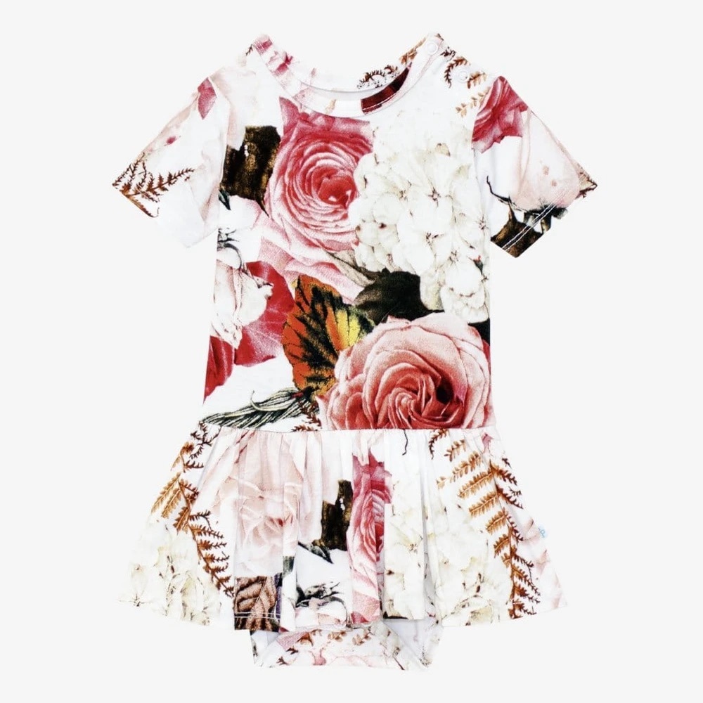 Posh Peanut Black Rose Twirl Skirt Bodysuit